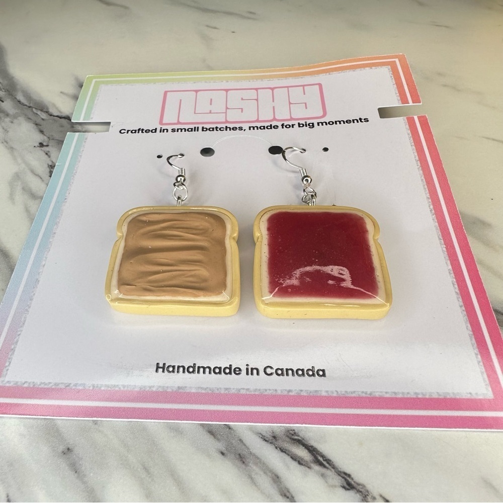 Peanut Butter & Jelly Sandwich - Handmade Earrings - Picture 4 of 5